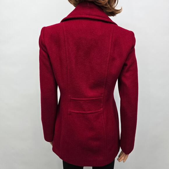 London Fog Peacoat Wool Blend Single-Breasted Women XXS 2XS Red Lined - Picture 8 of 12